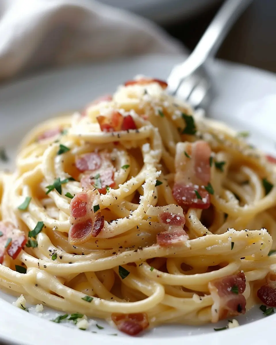 Creamy Bacon Carbonara with Garlic: Indulgent Turkey Bacon Twist