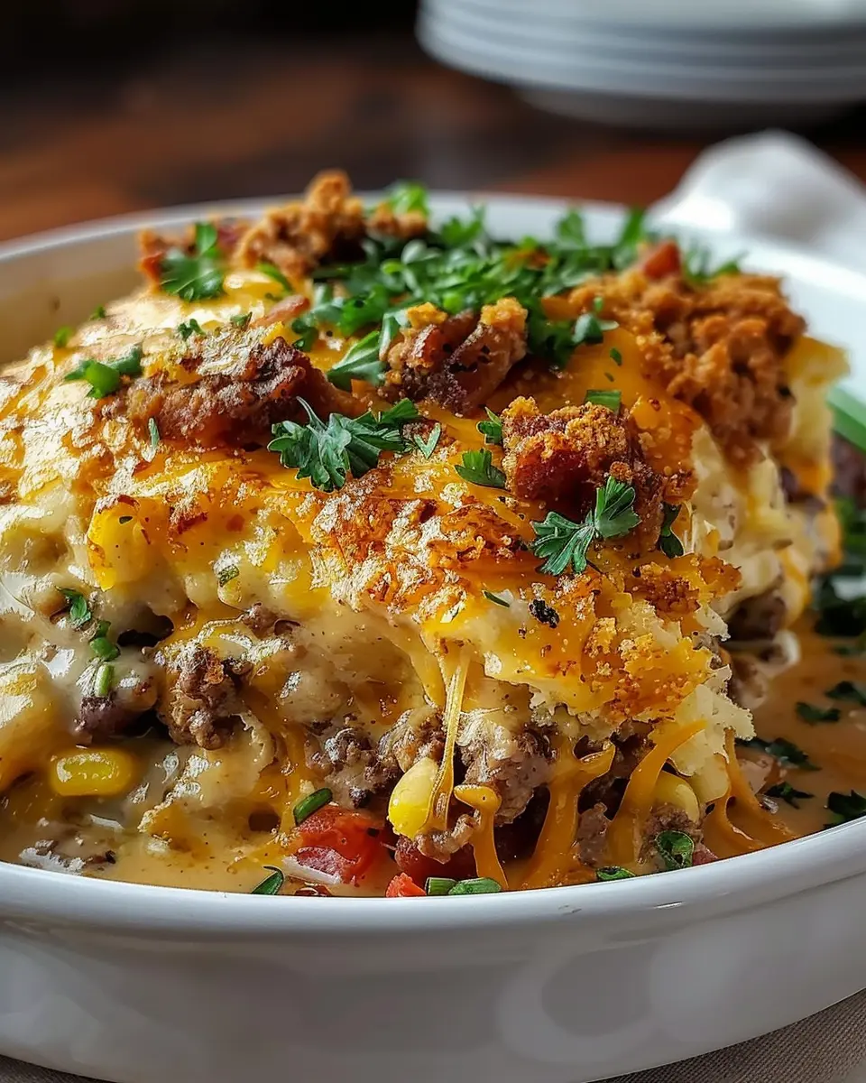 Cowboy Casserole: Easy Comfort Food with Turkey Bacon and Chicken Ham