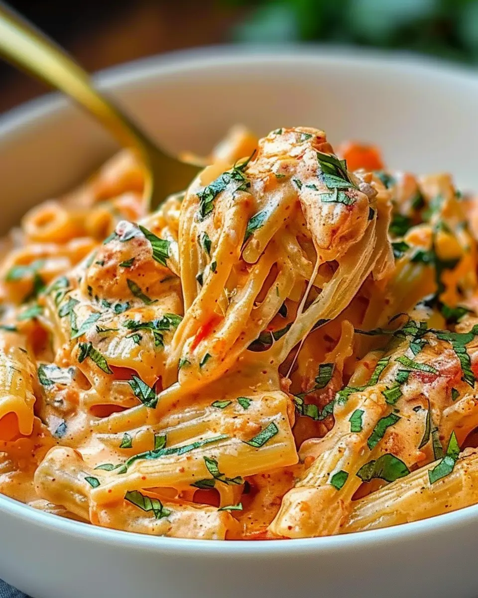 Amazing Creamy Tomato Garlic Pasta with Turkey Bacon Delight