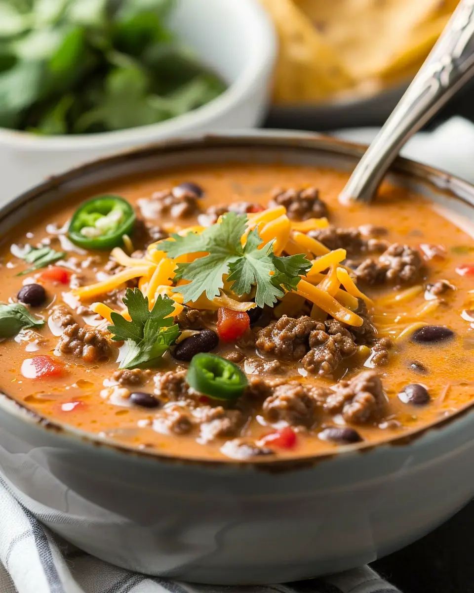 Creamy Cheesy Ground Beef Taco Soup Recipe for Cozy Nights