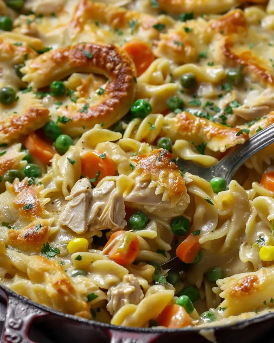 Quick Chicken Pot Pie Pasta: Easy Comfort Food with Turkey Bacon