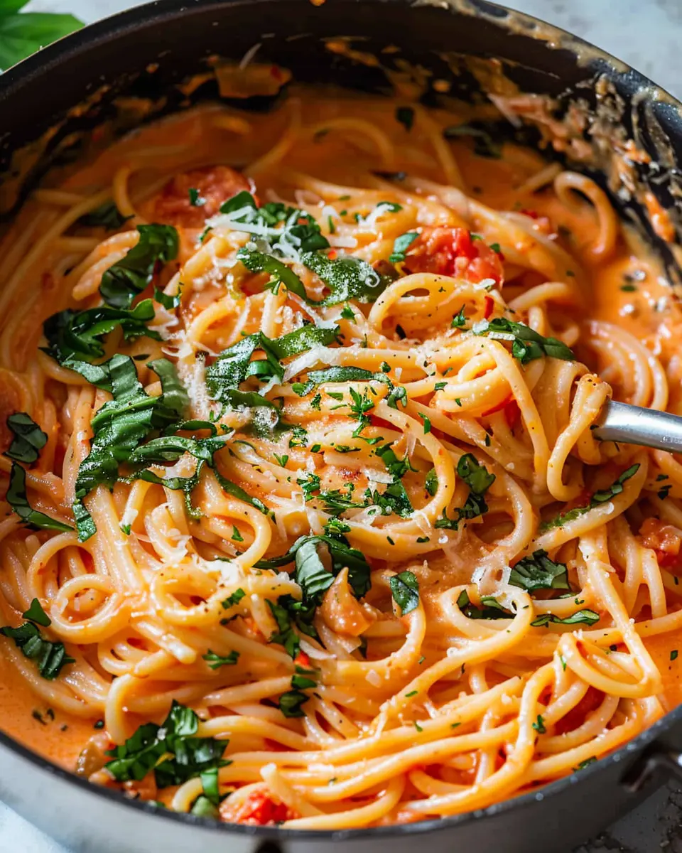 Easy One Pot Creamy Tomato Pasta with Turkey Bacon Delight