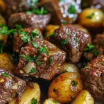 Slow Cooker Garlic Butter Beef Bites & Potatoes