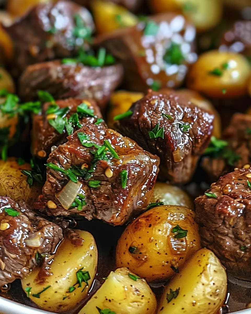 Slow Cooker Garlic Butter Beef Bites with Tender Potatoes Delight