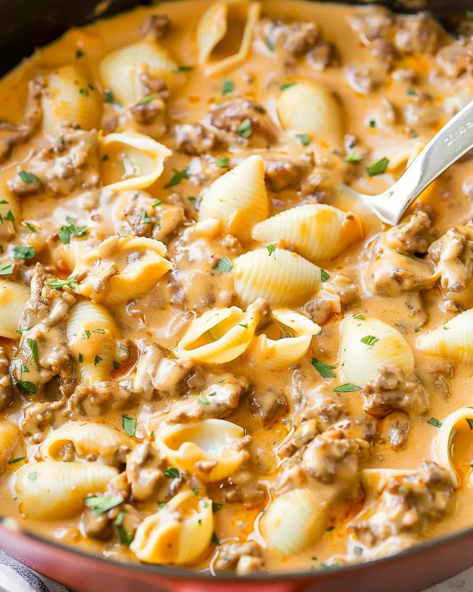 Creamy Beef and Shells: A Comforting Easy Dinner Delight