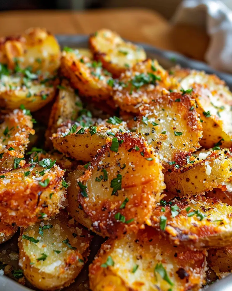 Amazing Crispy Parmesan Crusted Potatoes with Turkey Bacon Delight