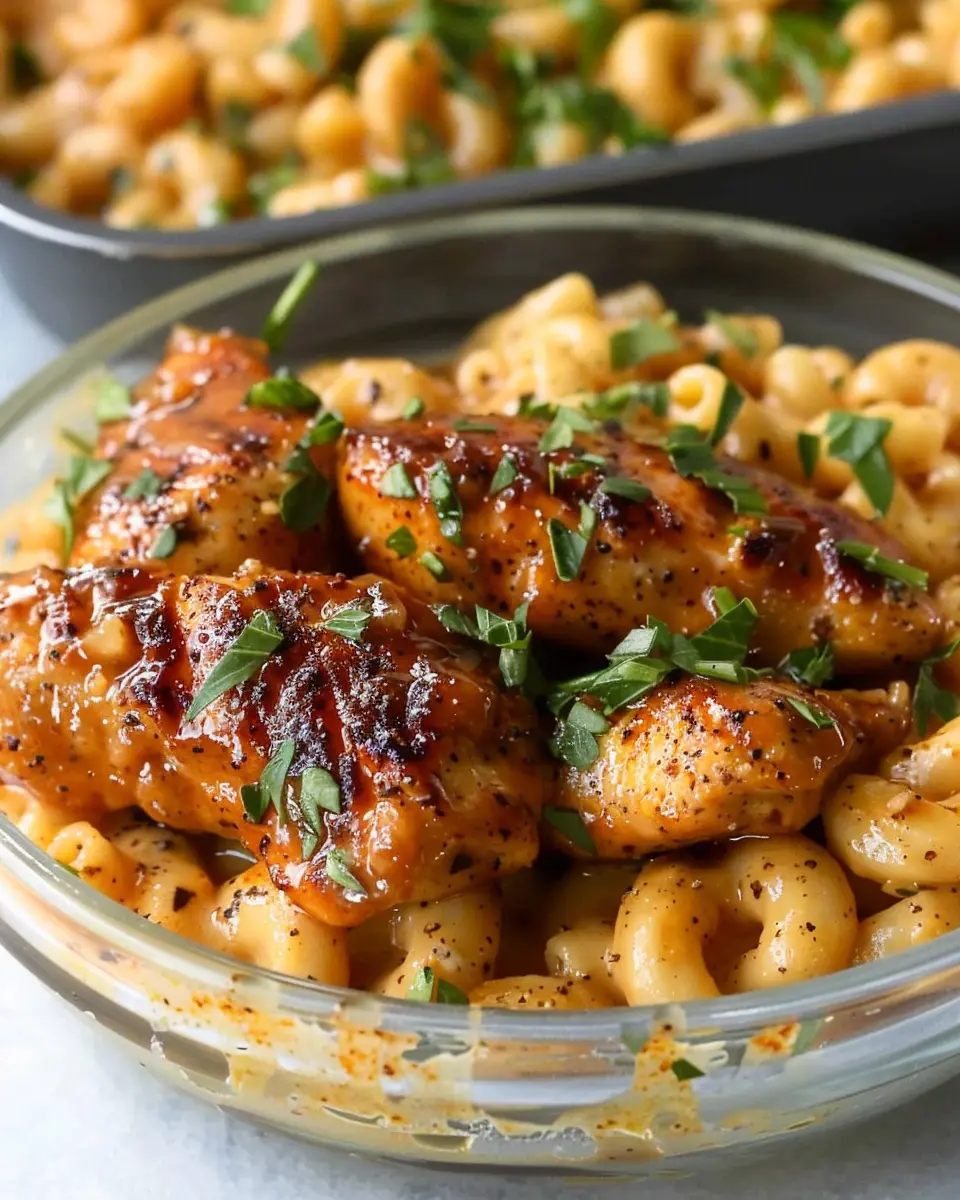 High Protein Honey Garlic Butter Chicken with Mac &amp; Cheese Delight