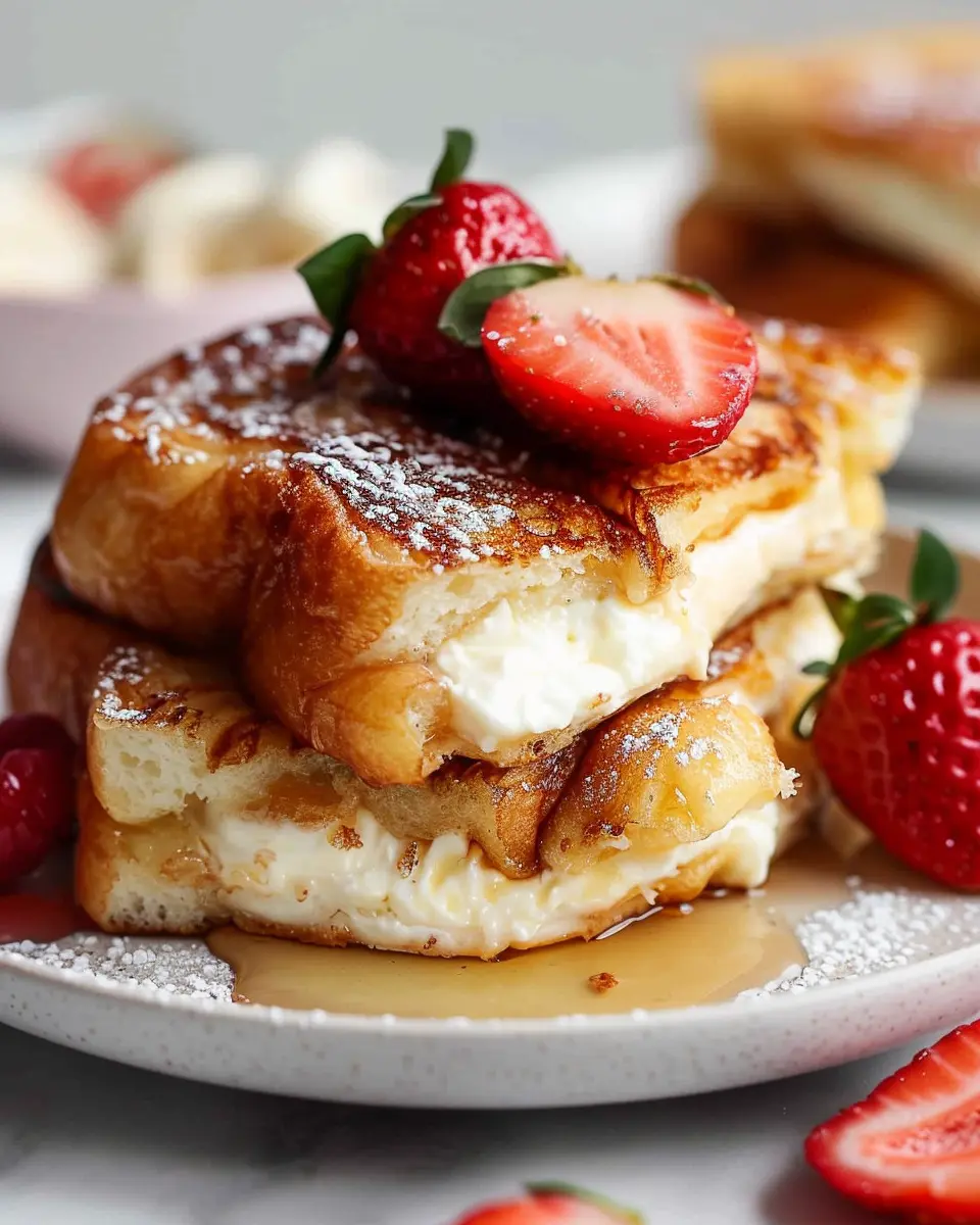 Cream Cheese Stuffed French Toast with Turkey Bacon Delight