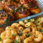 High Protein Honey Garlic Butter Chicken with Mac & Cheese