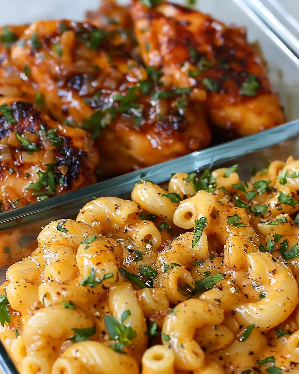 High Protein Honey Garlic Butter Chicken with Mac &amp; Cheese Bliss