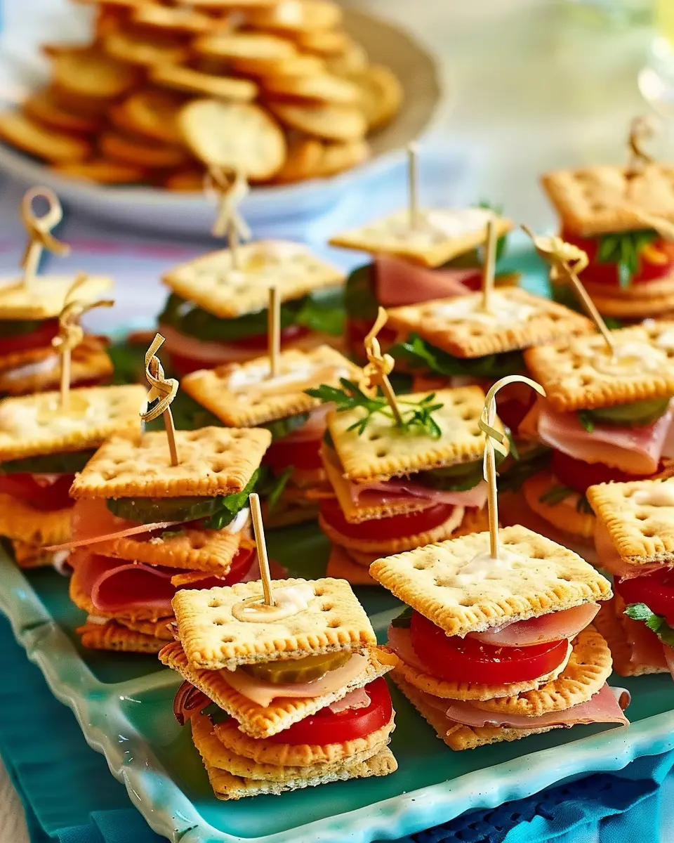 Ritz Cracker Party Sandwiches: Easy Turkey Bacon &amp; Chicken Ham Treats