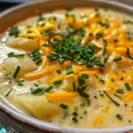 Delicious Cheddar Garlic Herb Potato Soup