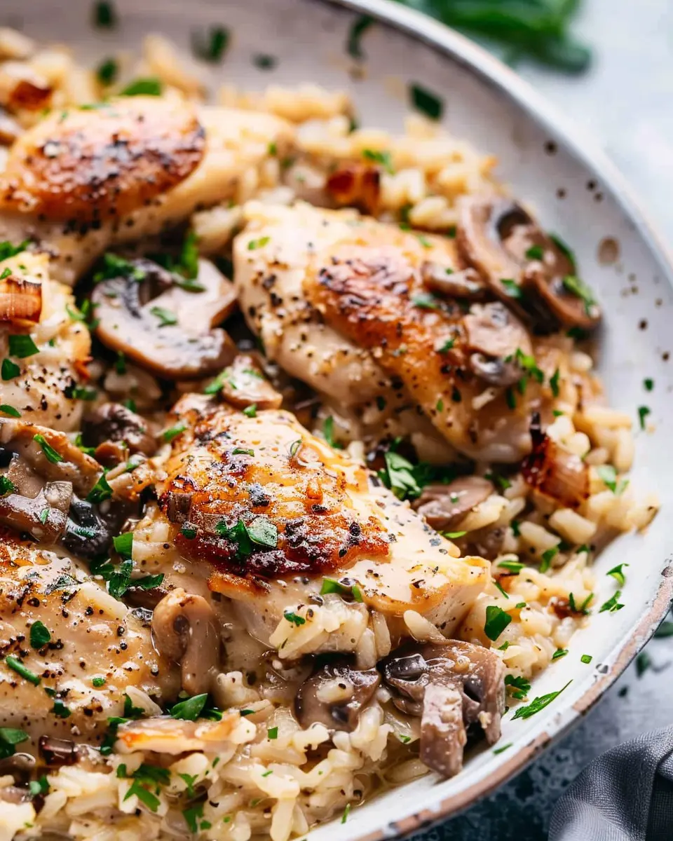 One Pot Creamy Parmesan Chicken: Indulgent Mushroom Rice Delight