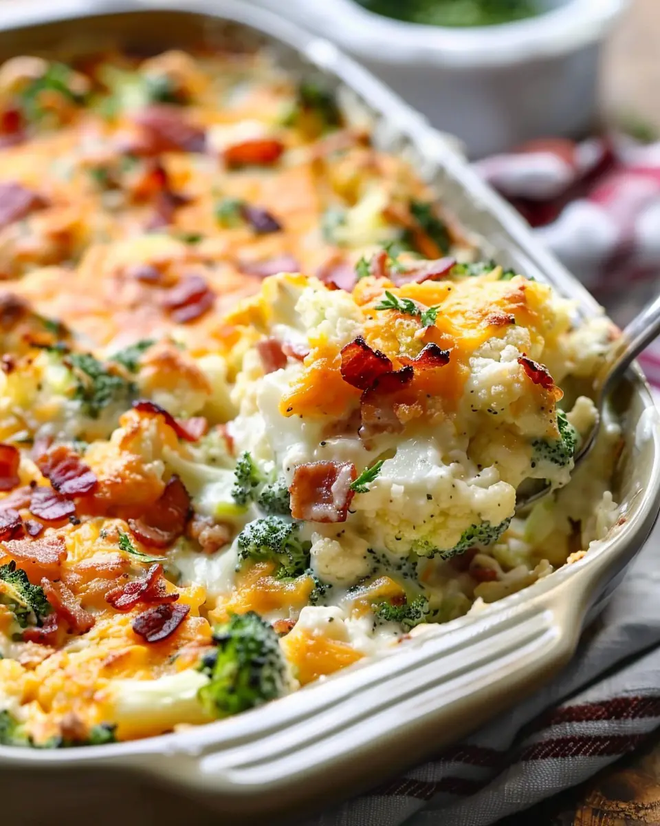 Cauliflower Broccoli Casserole with Turkey Bacon: Easy &amp; Delicious