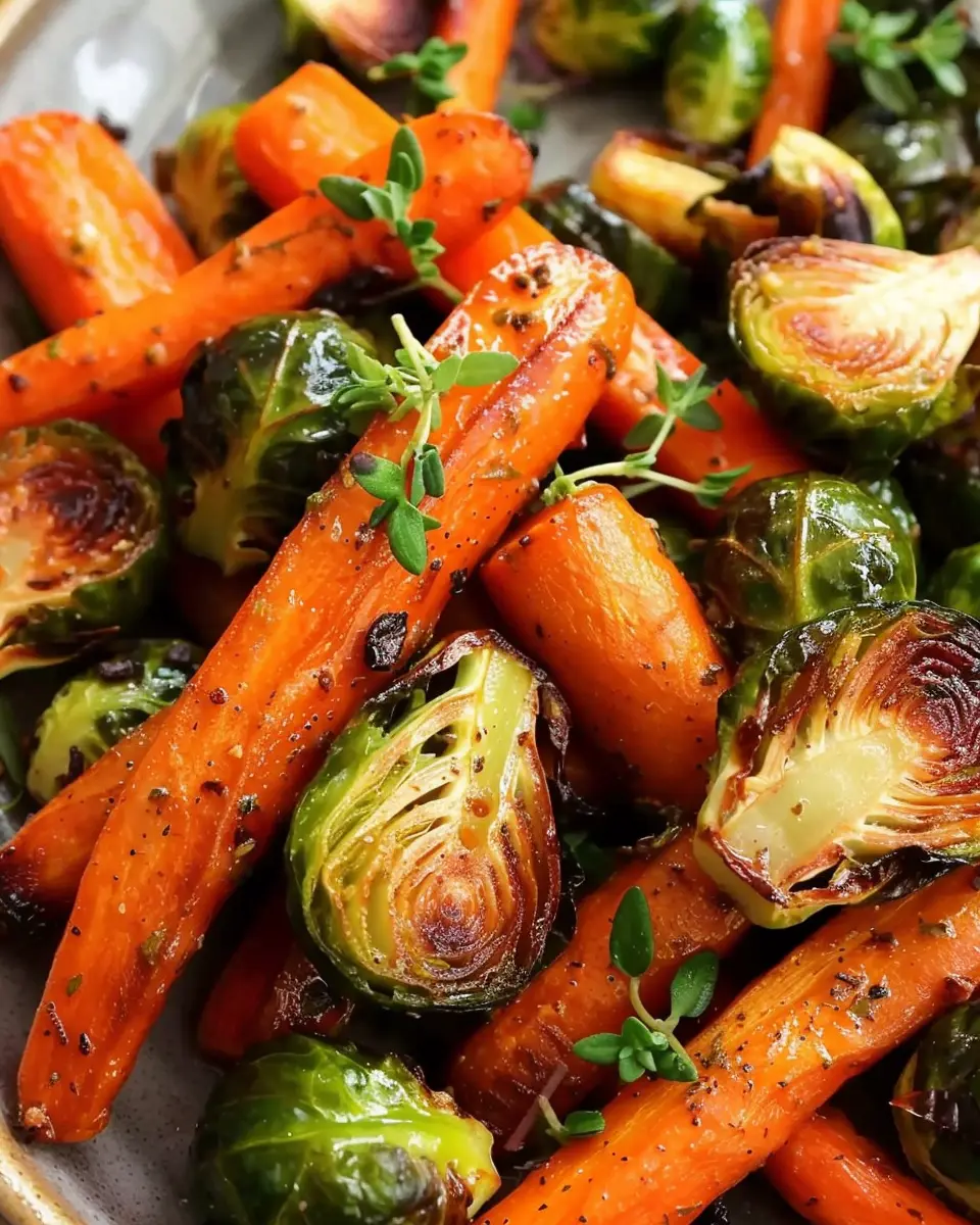 Maple Glazed Carrots and Roasted Brussel Sprouts Made Delicious