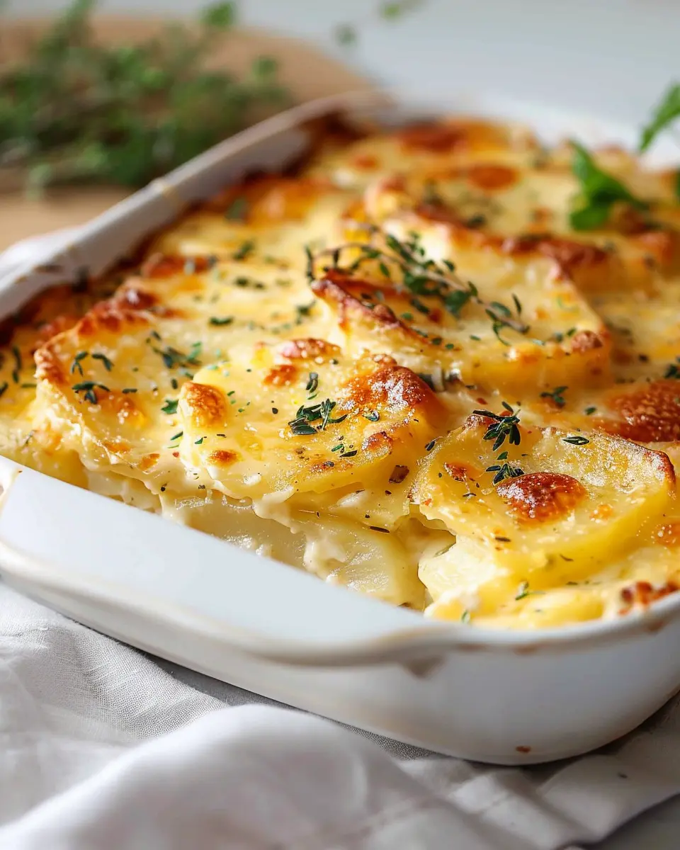 Easy Cheesy Scalloped Potatoes with Turkey Bacon &amp; Chicken Ham