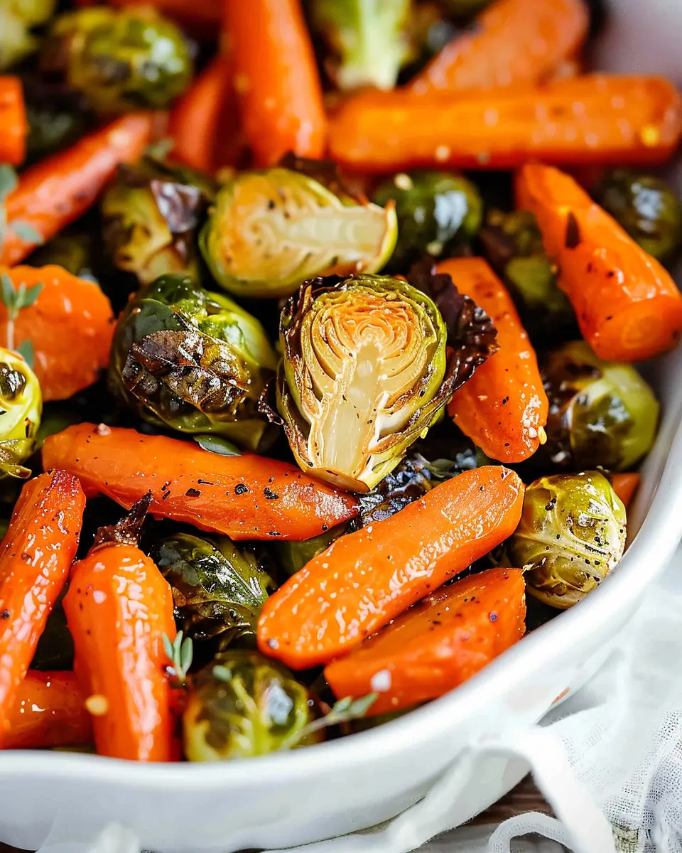 Maple Roasted Brussels Sprouts and Carrots with Turkey Bacon Delight