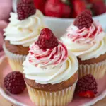 Angel Food Cupcakes with Strawberry Whipped Cream