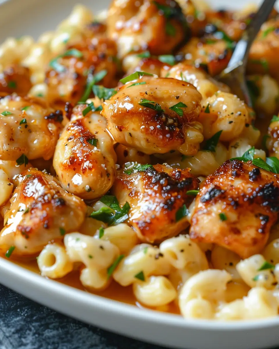 High-Protein Honey Garlic Butter Chicken: Easy Mac &amp; Cheese Delight